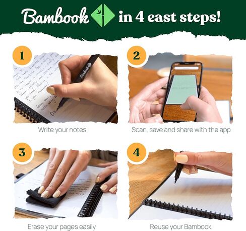 BAMBOOK Classic Notebook - Bamboo Wood Hardcover - A5 - Dotted Reusable Notebook, Notepad, Reusable Notebook in Saudi Arabia