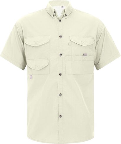 Alimens & Gentle Short Sleeve Fishing Shirt Wicking Fabric Sun Protection Casual Button Down Shirts in Kuwait