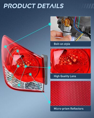 Nilight Taillight Assembly Compatible with 2011 2012 2013 2014 2015 Chevy Cruze 2016 Limited Outer Tail Light OE Style Rear Lamp Replacement Passenger Side in Saudi Arabia