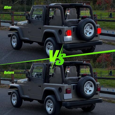 مصابيح خلفية LED متوافقة مع Wrangler YJ 1987-1985، TJ 1997-2006، CJ5 1976-1983، CJ7 1976-1986، CJ8 1981-1985 لوحة الترخيص الخلفية/الجري/الفرامل/إشارة الانعطاف/مجموعة الإضاءة العكسية، قطعتان من عدسات الدخان in Kuwait