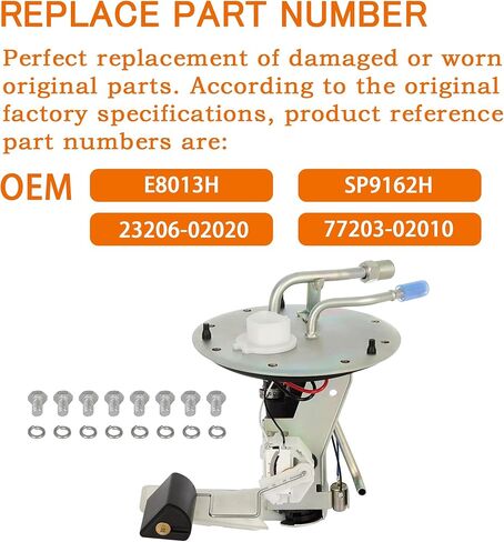 E8013H، SP9162H مجموعة وحدة مضخة الوقود الكهربائية مع وحدة إرسال بديلة لـ Geo Prizm 1993-1997، لتويوتا كورولا 1994-1996 L4 1.6L L4 1.8L in Kuwait