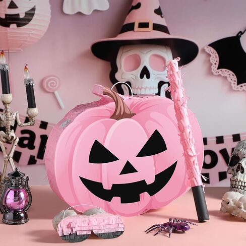 Aoriher Halloween Piñata Skeleton Pull String Piñata Day of the Dead Skull Piñata with Stick Blindfold and Confetti Filled Piñata for Halloween Decoration Mexican Birthday Party Game Supplies in Saudi Arabia