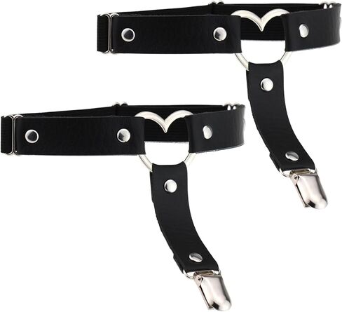 Leoparts Womens Elastic Garter Belt, Plus Size Thigh Harness Belt Adjustable Stockings Garter with Buckle for Thigh High Socks in Kuwait