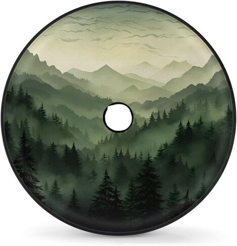 غطاء إطار احتياطي مقاس 17 بوصة من Green Mountain Scenery مع كاميرا احتياطية - غطاء عجلة عالمي مقاوم للماء والغبار لسيارة الجيب والمقطورة وRV وسيارات الدفع الرباعي والشاحنات والتخييم in Kuwait