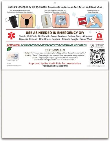 Christmas SHART Wet Fart Emergency Kit - Funny Xmas Gift Gag Party Favors, Stocking Stuffer, White Elephant, Secret Santa and More! (2) in Saudi Arabia