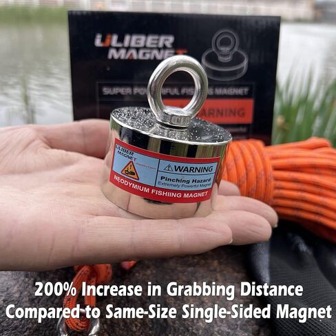 ULIBERMAGNET 2400LBS Fishing Magnet Kit,Double Sided Magnetic Fishing Kit with High Strength Rope,Heavy Duty Fishing Magnet for Retrieving in River, Lake, Beach, Lawn in Saudi Arabia