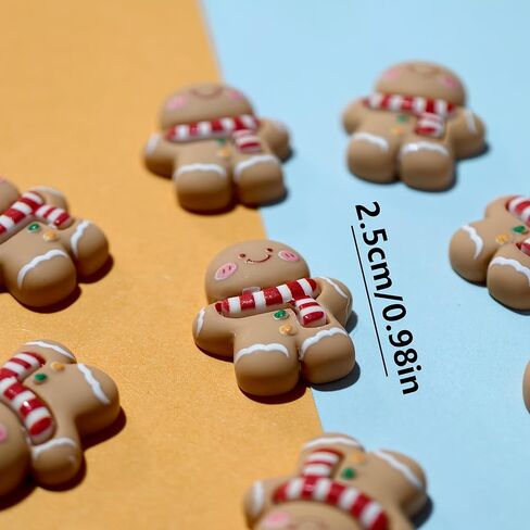 20 Pcs Cute Mini Christmas Gingerbread Man Decorations Set Christmas DIY Craft Accessories Miniature Assorted Flat Back Resin Ornament Tree Adornment for DIY Jewelry, Keychains, Holiday Decor Gift in Saudi Arabia