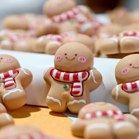 20 Pcs Cute Mini Christmas Gingerbread Man Decorations Set Christmas DIY Craft Accessories Miniature Assorted Flat Back Resin Ornament Tree Adornment for DIY Jewelry, Keychains, Holiday Decor Gift in Saudi Arabia