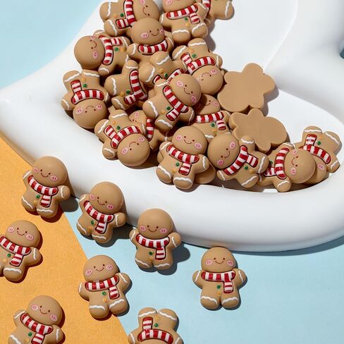 20 Pcs Cute Mini Christmas Gingerbread Man Decorations Set Christmas DIY Craft Accessories Miniature Assorted Flat Back Resin Ornament Tree Adornment for DIY Jewelry, Keychains, Holiday Decor Gift in Saudi Arabia