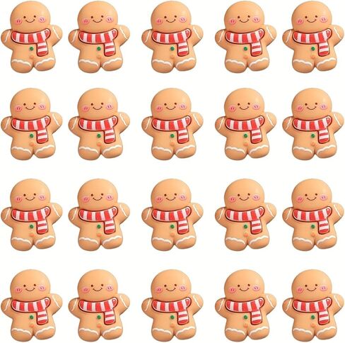 20 Pcs Cute Mini Christmas Gingerbread Man Decorations Set Christmas DIY Craft Accessories Miniature Assorted Flat Back Resin Ornament Tree Adornment for DIY Jewelry, Keychains, Holiday Decor Gift in Saudi Arabia
