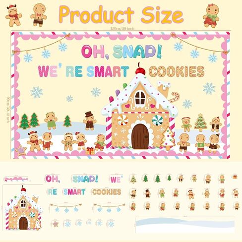 عيد الميلاد الزنجبيل نشرة مجلس الزينة مجموعة مع الحدود الشتاء عيد الميلاد عطلة الفصول الدراسية ديكور للمعلمين الزنجبيل رجل منزل القواطع للفصل المدرسة الفصول الدراسية لوحة الإعلانات الديكور in Kuwait