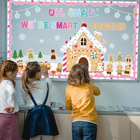 عيد الميلاد الزنجبيل نشرة مجلس الزينة مجموعة مع الحدود الشتاء عيد الميلاد عطلة الفصول الدراسية ديكور للمعلمين الزنجبيل رجل منزل القواطع للفصل المدرسة الفصول الدراسية لوحة الإعلانات الديكور in Kuwait