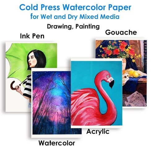 Watercolor Paper Pad 5.5"x8.5", 140 lb/300 GSM, 25 Sheets, Cold Press, Glue Watercolor Sketchbook for Painting, Drawing, Mixed Media, Art Paper for Adults Students Beginners Artists in Saudi Arabia