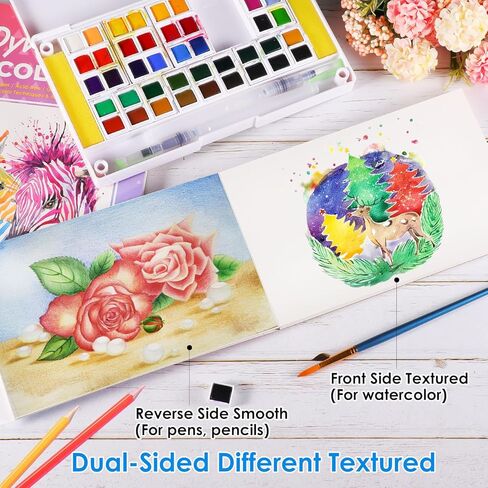 Watercolor Paper Pad 5.5"x8.5", 140 lb/300 GSM, 25 Sheets, Cold Press, Glue Watercolor Sketchbook for Painting, Drawing, Mixed Media, Art Paper for Adults Students Beginners Artists in Saudi Arabia