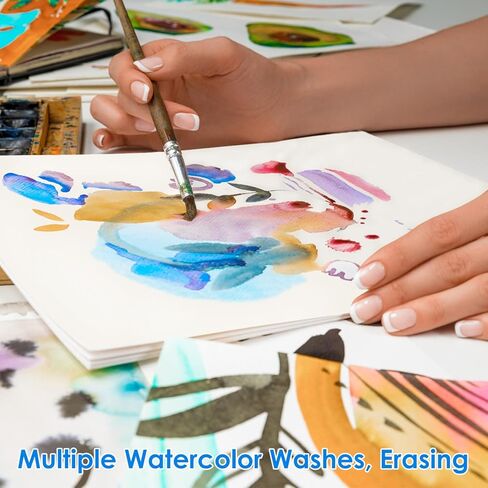 Watercolor Paper Pad 5.5"x8.5", 140 lb/300 GSM, 25 Sheets, Cold Press, Glue Watercolor Sketchbook for Painting, Drawing, Mixed Media, Art Paper for Adults Students Beginners Artists in Saudi Arabia
