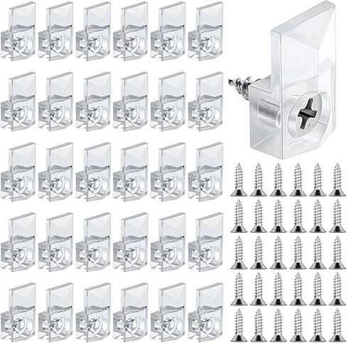 30 Sets Mirror Holder Clips, Clear Plastic Mirror Clips Mirror Mounting Hardware with Screw Mirror Holders for Wall Mounting Mirror Hanging Hardware for Wall and Fixed Mirror Box Door in Saudi Arabia