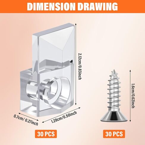 30 Sets Mirror Holder Clips, Clear Plastic Mirror Clips Mirror Mounting Hardware with Screw Mirror Holders for Wall Mounting Mirror Hanging Hardware for Wall and Fixed Mirror Box Door in Saudi Arabia