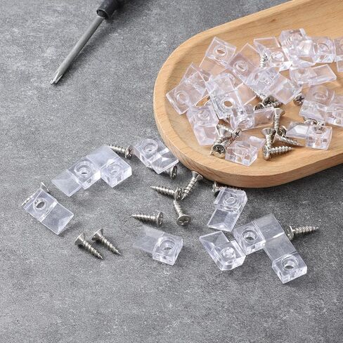 30 Sets Mirror Holder Clips, Clear Plastic Mirror Clips Mirror Mounting Hardware with Screw Mirror Holders for Wall Mounting Mirror Hanging Hardware for Wall and Fixed Mirror Box Door in Saudi Arabia