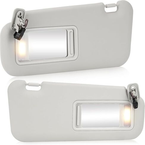 Gray Driver Left + Passenger Right Side Sun Visor Replacement Compatible with 2010 2011 2012 2013 Mazda 3 Replace BBM2-69-320C-75 with Built-in Light in Saudi Arabia