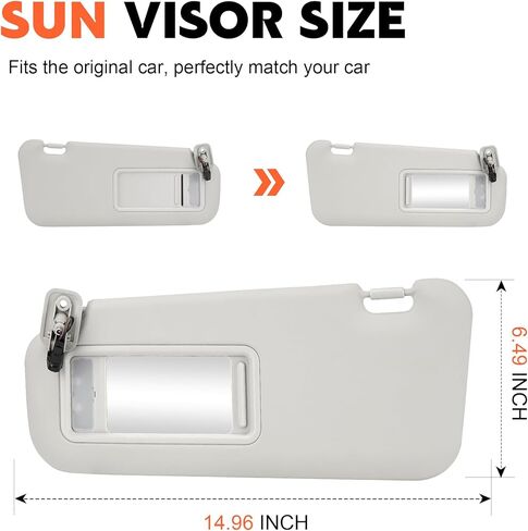 Gray Driver Left + Passenger Right Side Sun Visor Replacement Compatible with 2010 2011 2012 2013 Mazda 3 Replace BBM2-69-320C-75 with Built-in Light in Saudi Arabia