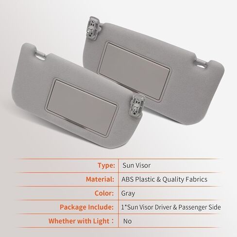 Grey Sun Visor Pair Compatible with SPOR-Tage 2005-2010 Driver Passenger Side Without Light Replace 85202-1F090LX 85201-1F090LX 85202-1F690LX 85201-1F690LX in Saudi Arabia