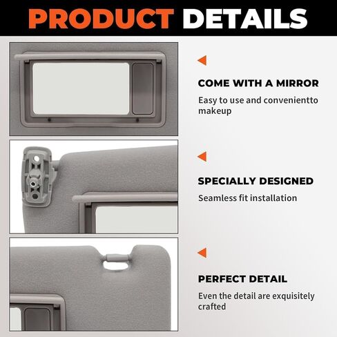 Grey Sun Visor Pair Compatible with SPOR-Tage 2005-2010 Driver Passenger Side Without Light Replace 85202-1F090LX 85201-1F090LX 85202-1F690LX 85201-1F690LX in Saudi Arabia