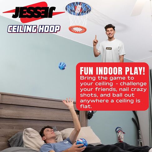 Jesser Hoop Over The Door Mini Basketball Hoop – 2 Gameplay Modes: Shot Clock or Score Keeping, 5" Exclusive Ball, Electric LED Scoring, Net, Air Pump - Indoor Sports Fun for Kids 6+ in Saudi Arabia