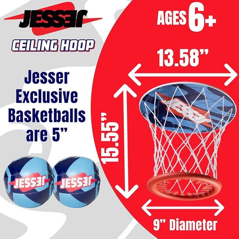 Jesser Hoop Over The Door Mini Basketball Hoop – 2 Gameplay Modes: Shot Clock or Score Keeping, 5" Exclusive Ball, Electric LED Scoring, Net, Air Pump - Indoor Sports Fun for Kids 6+ in Saudi Arabia