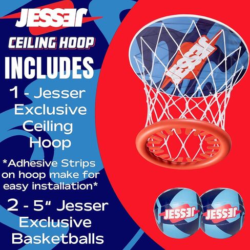 Jesser Hoop Over The Door Mini Basketball Hoop – 2 Gameplay Modes: Shot Clock or Score Keeping, 5" Exclusive Ball, Electric LED Scoring, Net, Air Pump - Indoor Sports Fun for Kids 6+ in Saudi Arabia