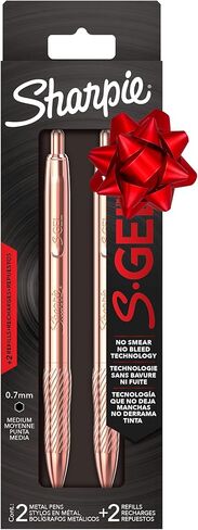 SHARPIE S-Gel, Gel Pen, Copper Metal Body, Medium Point (0.7mm), Black Ink, Includes 1 Pen and 1 Additional Ink Refill in Saudi Arabia