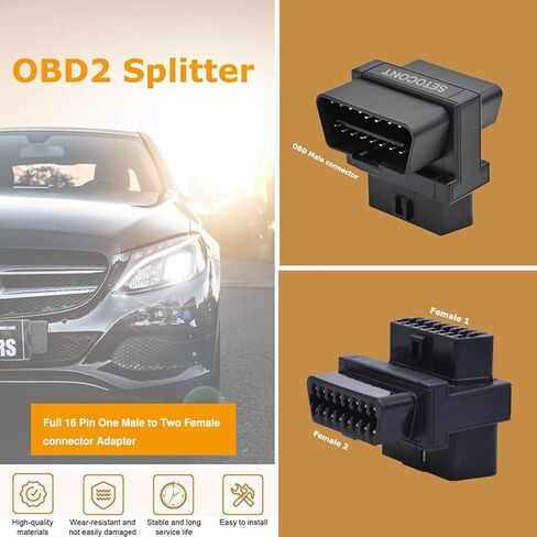 12V OBD2 Splitter Universal J1962 OBDII Extension Cable Full 16 Pin One Male to Two Female OBD Connector Adapter for Auto Diagnostic Accessories (Type-A) in Saudi Arabia