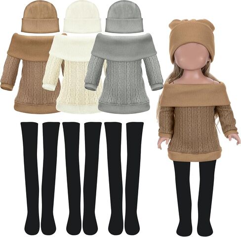 Geyoga 3 Set 12 Pcs 18 Inch Doll Clothes and Accessories Suit Pants Shoes Sweater Outfits, Dolls are Not Included in Saudi Arabia