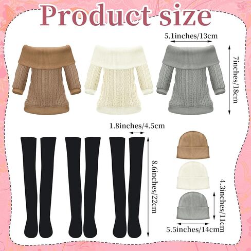 Geyoga 3 Set 12 Pcs 18 Inch Doll Clothes and Accessories Suit Pants Shoes Sweater Outfits, Dolls are Not Included in Saudi Arabia