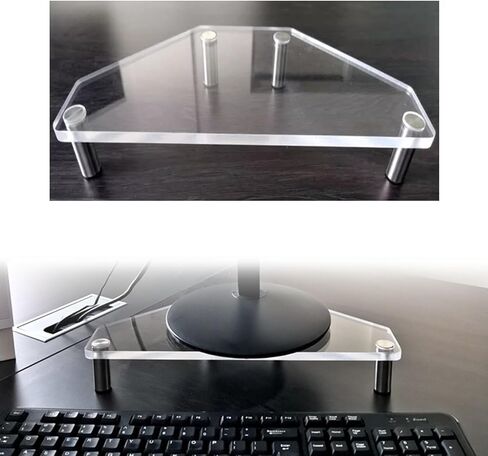 Corner Monitor Stand Clear Acrylic Monitor Stand Riser, Corner Desk Computer Monitor Rack, Desktop Storage Shelf Laptop Stand Office Organization, Multiple Height in Saudi Arabia