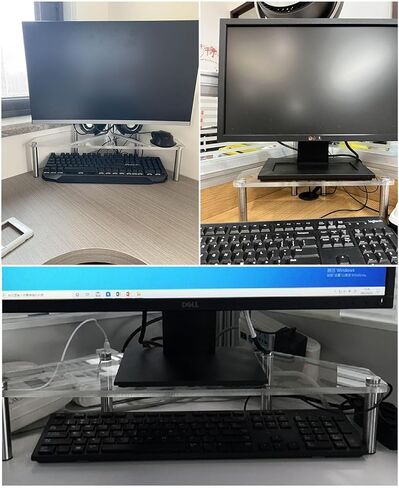Corner Monitor Stand Clear Acrylic Monitor Stand Riser, Corner Desk Computer Monitor Rack, Desktop Storage Shelf Laptop Stand Office Organization, Multiple Height in Saudi Arabia