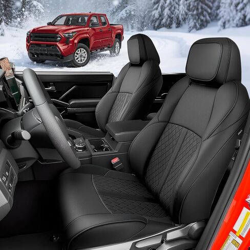 أغطية مقاعد لسيارة Toyota Tacoma 2024 2025 2026 Double Cab (غير مناسبة لمقعد Hybrid & Electric & TRD Pro) أغطية مقاعد شاحنة صغيرة مقاومة للماء من الجلد لملحقات Tacoma 4th Gen SR SR5 TRD Limited in Saudi Arabia