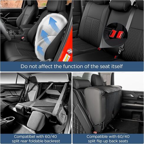 أغطية مقاعد لسيارة Toyota Tacoma 2024 2025 2026 Double Cab (غير مناسبة لمقعد Hybrid & Electric & TRD Pro) أغطية مقاعد شاحنة صغيرة مقاومة للماء من الجلد لملحقات Tacoma 4th Gen SR SR5 TRD Limited in Saudi Arabia
