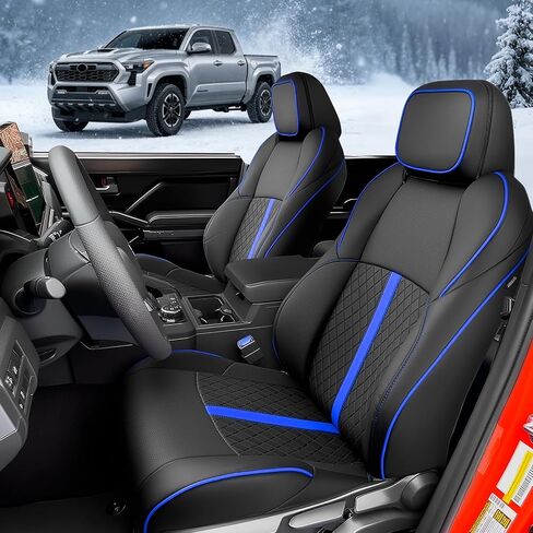 أغطية مقاعد لسيارة Toyota Tacoma 2024 2025 2026 Double Cab (غير مناسبة لمقعد Hybrid & Electric & TRD Pro) أغطية مقاعد شاحنة صغيرة مقاومة للماء من الجلد لملحقات Tacoma 4th Gen SR SR5 TRD Limited in Saudi Arabia