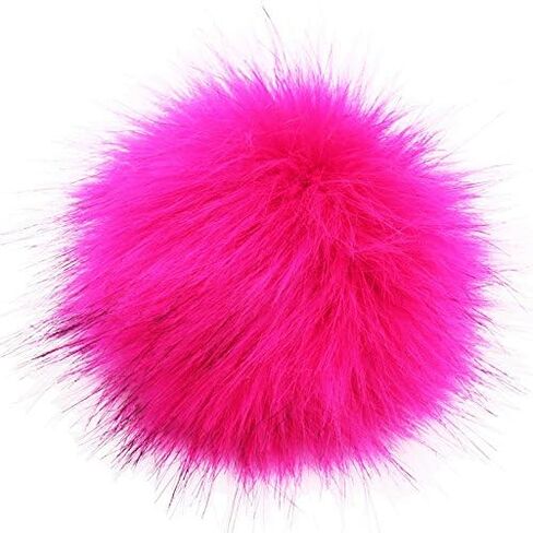 DIY 3.9inch (10CM) Faux Fox Fur Pom Pom Ball - 2PCS (Hot Pink) in Saudi Arabia