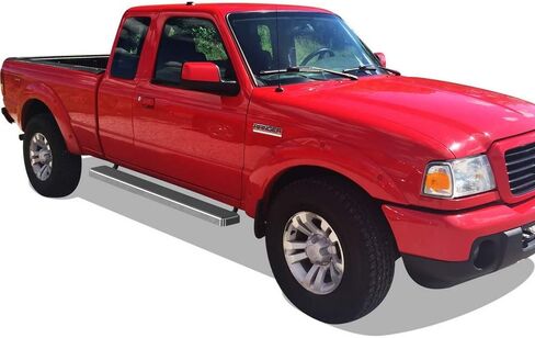 لوحات تشغيل APS (قضبان Nerf ذات خطوات جانبية) متوافقة مع Ford Ranger Mazda B-Series 1999-2011 Super Cab 4-Door (فضي 5 بوصة 304 فولاذ مقاوم للصدأ) in Saudi Arabia