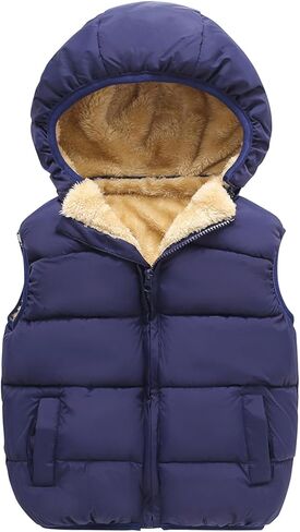 AMIYAN Toddler Winter Puffer Vest Boys Hooded Sleeveless Jacket Lightweight Warm Down Coat with Pocket for Kids 1-7 Years in Kuwait