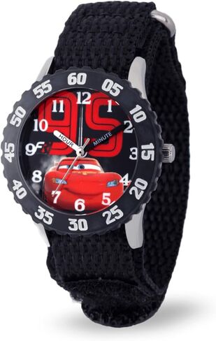 Disney Cars Kids' Bezel Stainless Steel Time Teacher Analog Nylon Strap Watch in Saudi Arabia