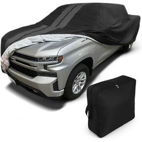 غطاء سيارة SR1 USA 2001-2026 F150 مخصص - Ultraguard Plus 1/2 طن شاحنة كاملة الحجم شديدة التحمل مقاومة للماء 300 دينيير مع بطانة قطنية لـ F-150، Lightning & Raptor (أسود مع خطوط حمراء) in Kuwait