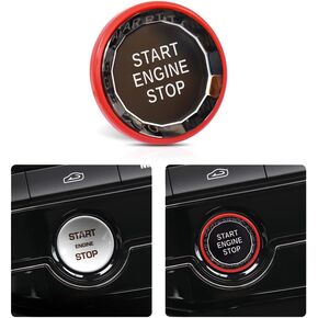 HIBEYO ABS Car Engine Start Stop Button Cover for Jaguar F-PACE XFL XEL XF XE (2016-2020) - Push Start Stop Switch - Silver in Saudi Arabia