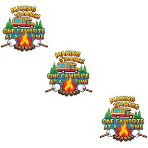 Making S'Mores One Campsite at a Time, Easy Peel and Stick Bumper Stickers, Durable Weatherproof Vinyl, UV Resistant Color Printed (Set of Three - 3 x 3 inches Each) in Saudi Arabia