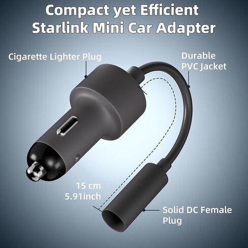 Starlink Mini Car Adapter with Step Up Booster and Real Time Voltage Current Monitor, Starlink Mini Cigarette Lighter Power Adapter DC Female Plug 12V-24V Power Converter to 20V 2.5A in Saudi Arabia