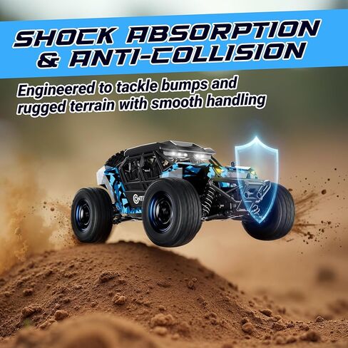 Contixo HC4A Kids Remote Control Car - 1:16 25 MPH 4WD All Terrain Off Road RC Truck with LED Lights, 2.4GHz Remote, Shock Absorption & Waterproof, High-Speed Electric Vehicle Gift for Boys 4-7, Blue in Saudi Arabia