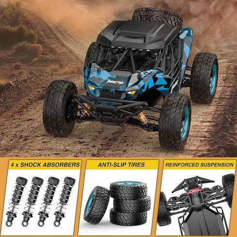 Contixo HC4A Kids Remote Control Car - 1:16 25 MPH 4WD All Terrain Off Road RC Truck with LED Lights, 2.4GHz Remote, Shock Absorption & Waterproof, High-Speed Electric Vehicle Gift for Boys 4-7, Blue in Saudi Arabia