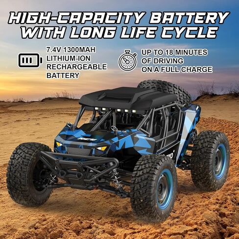 Contixo HC4A Kids Remote Control Car - 1:16 25 MPH 4WD All Terrain Off Road RC Truck with LED Lights, 2.4GHz Remote, Shock Absorption & Waterproof, High-Speed Electric Vehicle Gift for Boys 4-7, Blue in Saudi Arabia