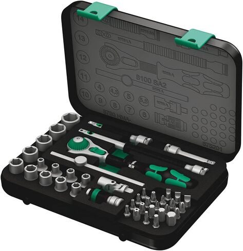 Wera 8100 SA 2 Zyklop 1/4" Metric Ratchet Set (42-Pieces) 05073593001 950 SPKL/9 SM N SB Long ARM HEX Key Set in Saudi Arabia